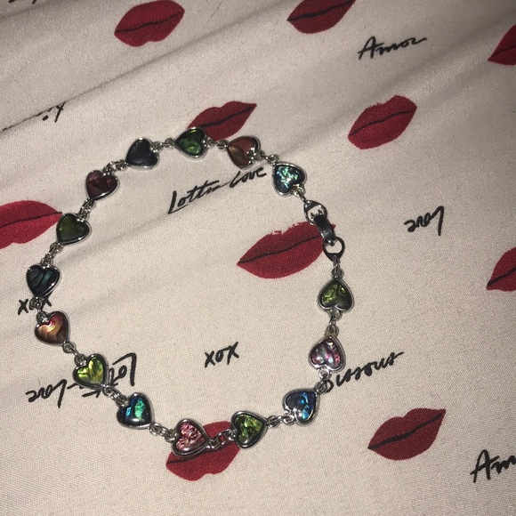 Hearts π multiple colors abalone bracelet 10β - Picture 3 of 6
